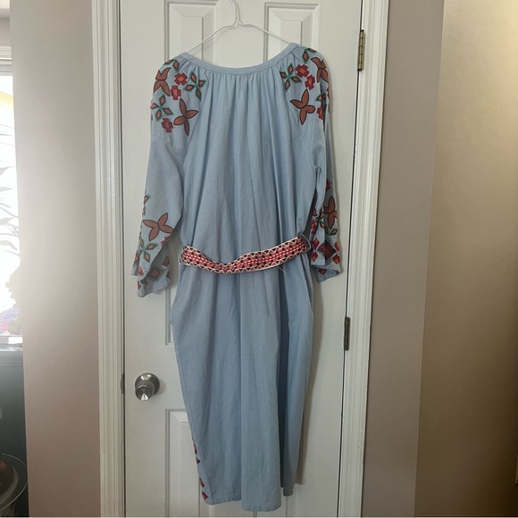 Zara Blue Embroidered Southwestern Midi Dress - Picture 10 of 10